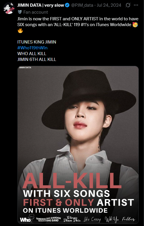 letter_1013's tweet photo. imagine coming at jm abt itunes chart when he's the artist with the most songs having all-kill on itunes 😭 no one gaf about those shit btass songs in your ss. and pigkook's snty has yet to get a #1 on UK itunes, worry about that 😭 https://t.co/I55lfOD73e