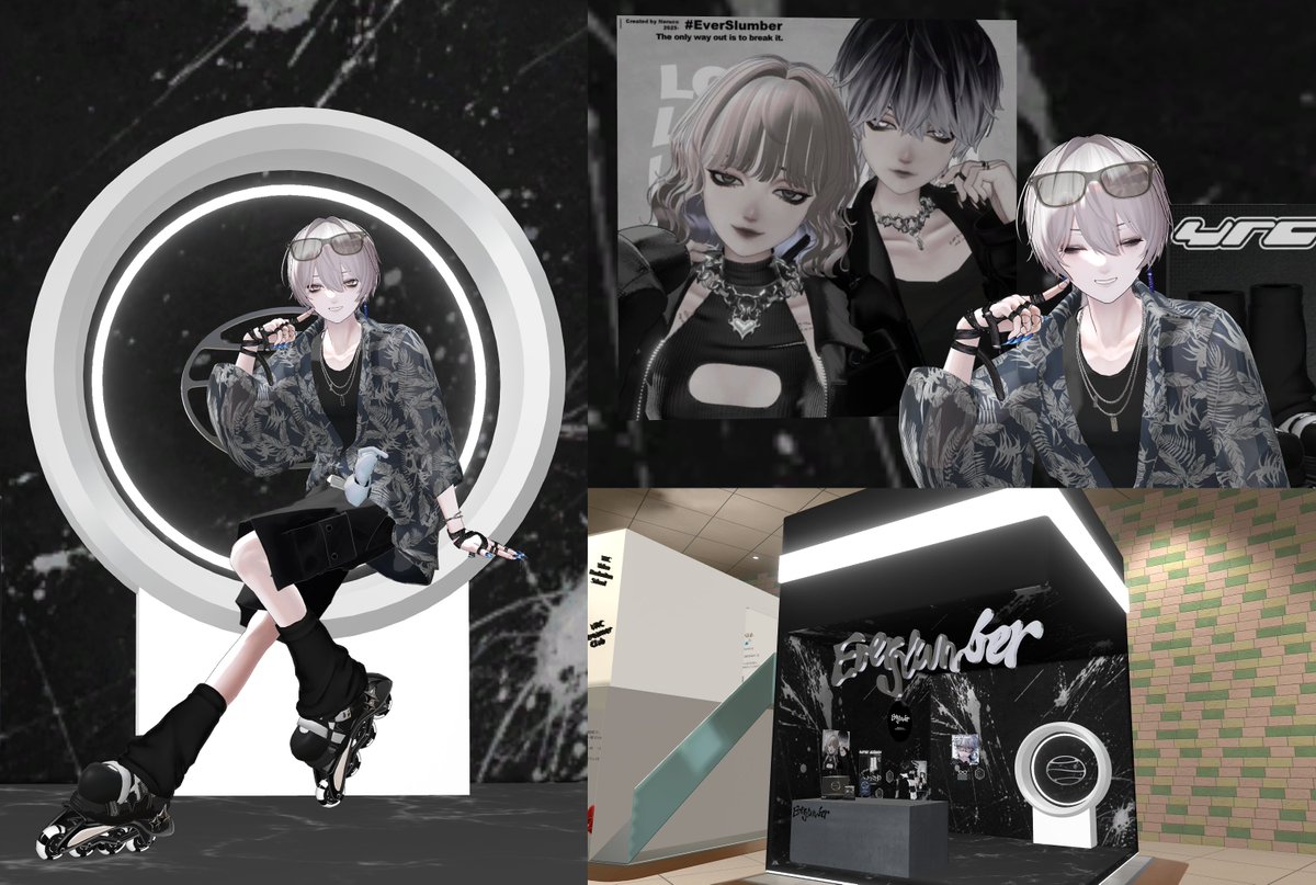 q_OvO_9's tweet photo. 推しショップであるEverSlumberさんのVket出展ブース見てきた！！おしゃれで本当にかっこいい😭✨
Lucid Frameと4RC GLIDE、RAD KITTYの猫ちゃんコーデでフォトスポットでぱしゃり📷💥
#EverSlumber https://t.co/Q92WoQKsi1