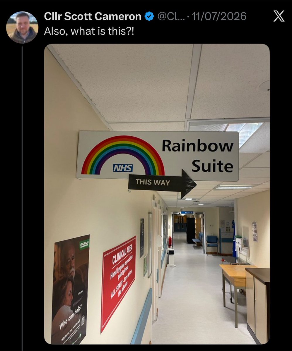 JimCognito2016's tweet photo. Let's be honest, this guy thought he'd be able to score some points about the "woke" NHS.

When he was told what this room actually was, he doubled down.

Horrible people. https://t.co/hwWKBp83II