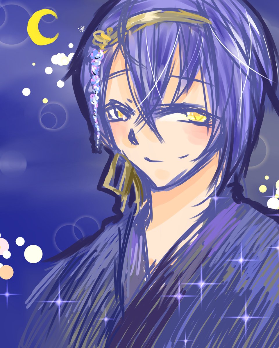 Nightmare0372's tweet photo. 捺∶今週のお題イラスト〜
���刀剣乱舞」から三日月おじいちゃんです！！
推しなのにあんまり描いたことないんだよなぁ〜小狐丸の方がよく描いたなぁ〜www
大体軽装で近侍設定してるので軽装だぜ☆

次週魔王様の「刀剣乱舞」キャラです♪
楽しみだね(⁠ ⁠◜⁠‿⁠◝⁠ ⁠)⁠♡ https://t.co/lY48SRkIIf