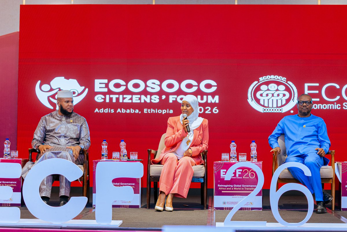 AU_ECOSOCC's tweet photo. "We have beautiful policies in #Africa... beautifully written strategy documents... But the critical question is: how do we implement them?"

Speaking at the 2️⃣0️⃣2️⃣6️⃣ #ECOSOCCCitizensForum, Hon. @lensamekonnen, Ethiopia's former Minister of Tourism, called for stronger citizen participation in policymaking, arguing that implementation begins when people help shape policies from the start.

She urged #civilsociety to move beyond recommendations and focus on practical action: "Make it impossible for every public sector official... to avoid your voice. Be strategic, be loud, and most importantly, be very insightful."

📍Addis Ababa, #Ethiopia 🇪🇹

#ECF26 #ECOSOCCECF2026 #TheVoiceOfTheAfricanCitizenry #AUTOTY2026 #YearOfWaterAndSanitation #Democracy
