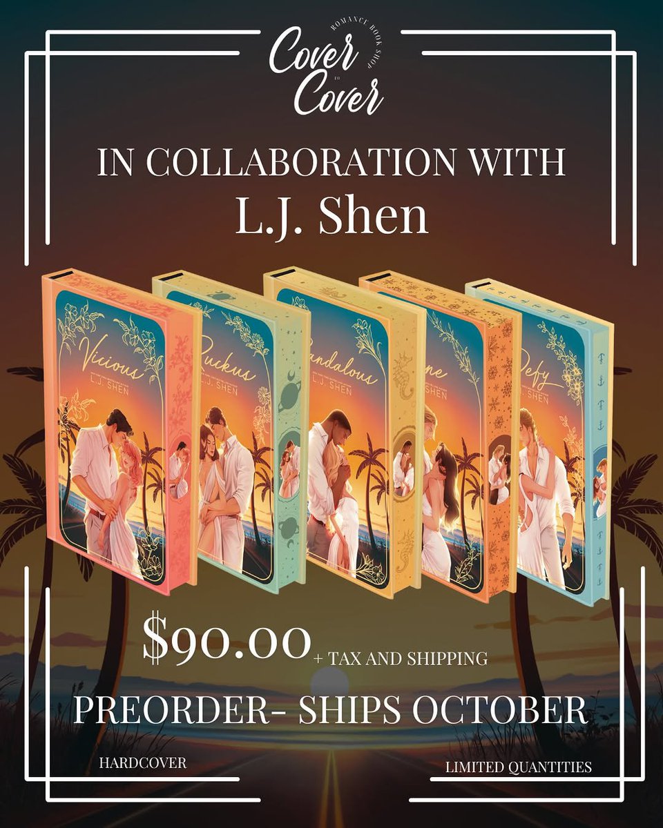 LJShen1k's tweet photo. ✨ L.J. Shen fans, it's here! ✨

The Sinners of Saint exclusive collector's set from Cover to Cover Book Box is officially available!

📚 Includes:
• Exclusive custom covers
• Foil detailing
• Stunning sprayed edges
• Beautiful end pages
• Digitally signed by L.J. Shen

💰 $90 + tax & shipping
🌎 Ships worldwide (excluding the EU)
📦 Expected shipping: October 2026

⚠️ Limited edition—once it's sold out, it's gone!

#BookTok #Bookstagram #RomanceBooks #SpecialEditionBooks #LJShen #BookCollectors #Readers #BookLovers