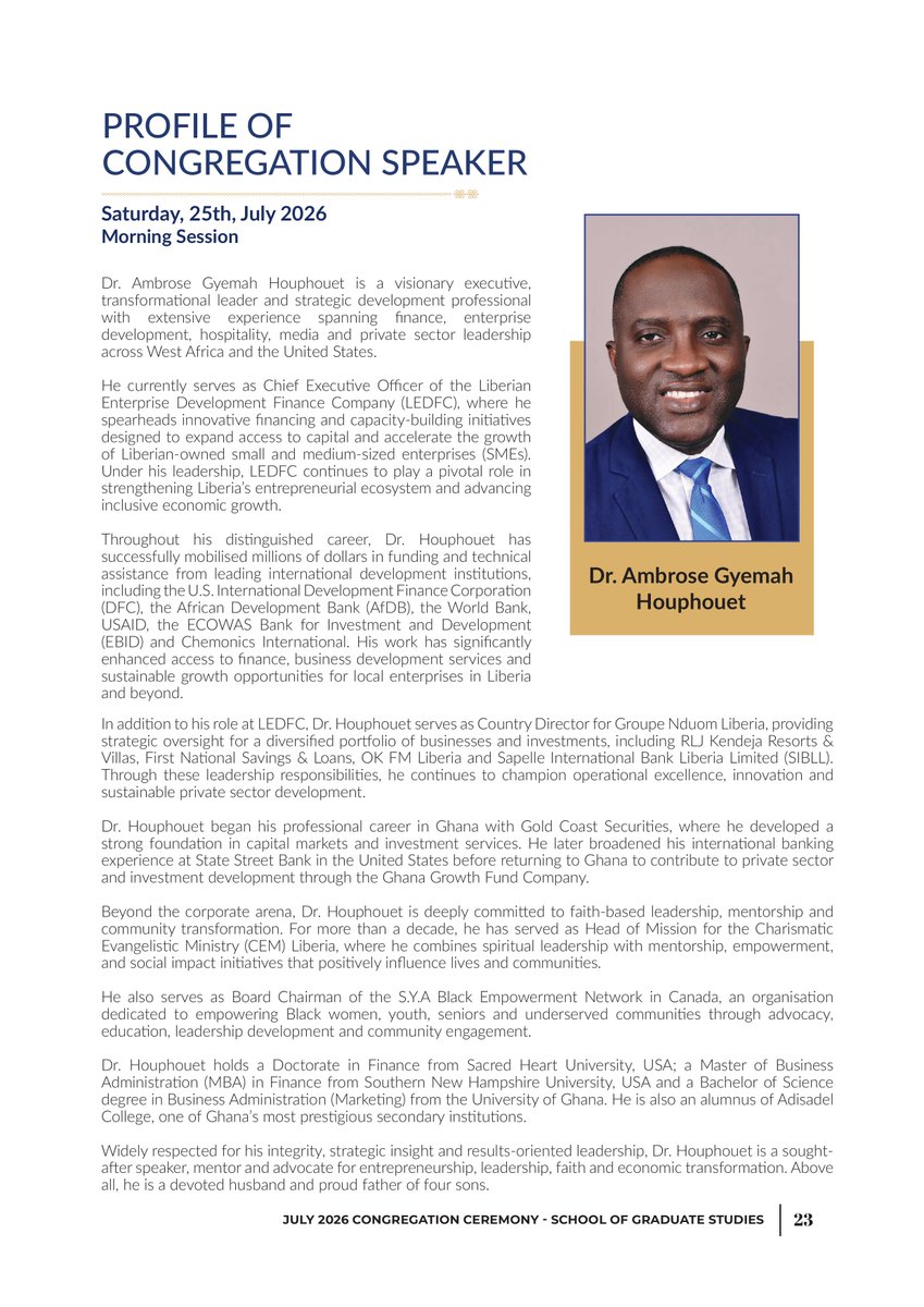 UnivofGh's tweet photo. Dr. Ambrose Gyemah Houphouet challenged the newest PhD graduates to build meaningful networks and turn research into practical solutions that shape policy, drive innovation and address society's most pressing challenges.
#UGCongregation2026 https://t.co/cEOiRnvV2W