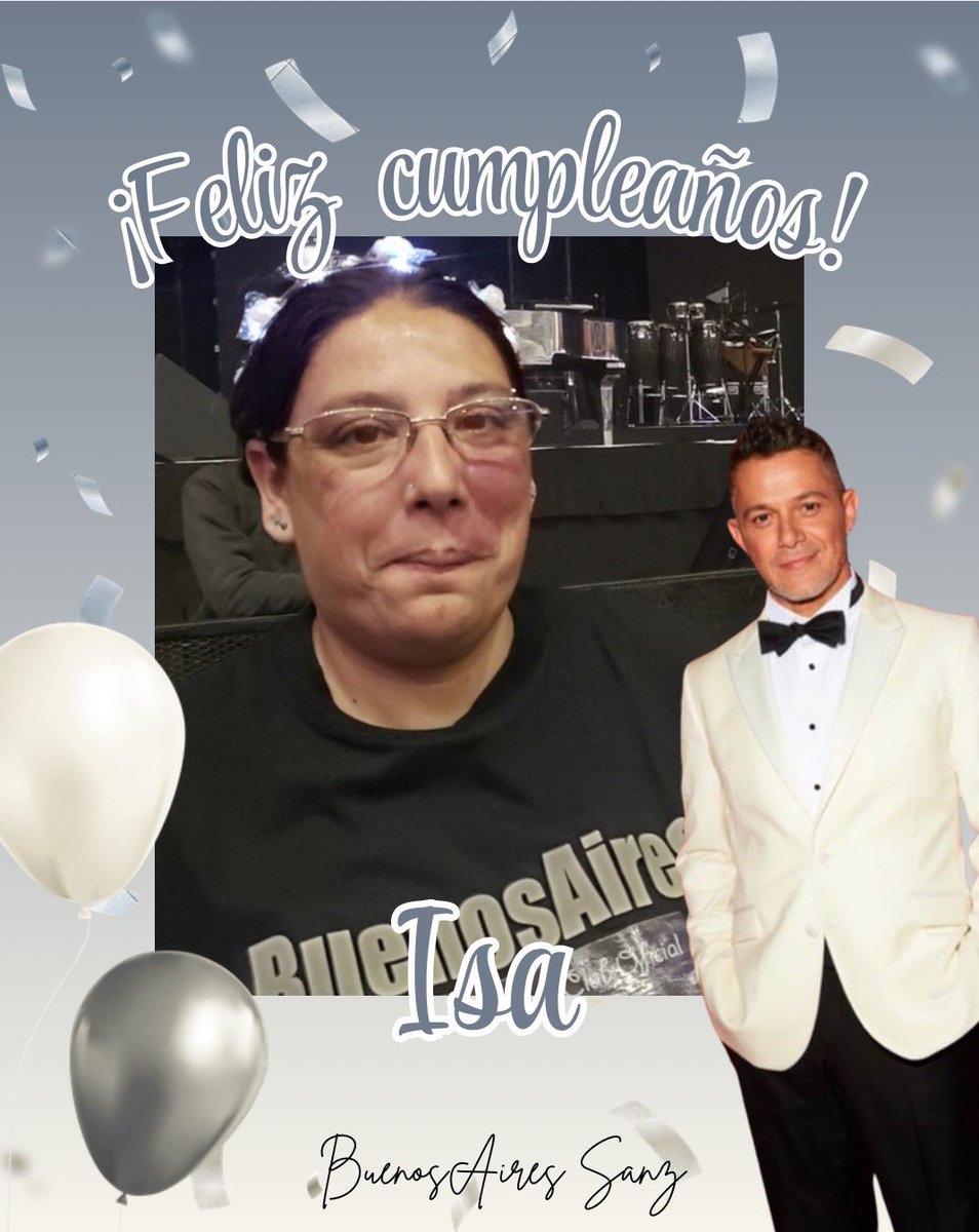 SanzBuenosaires's tweet photo. Nuestra querida socia y amiga  @IsaBairesSanz dando una nueva vuelta al sol. 
Toda la familia de @AiresSanz te deseamos que pases un maravilloso día. 
@AlejandroSanz  te unis a la celebración? 👉📩 https://t.co/tzCiewgIZs