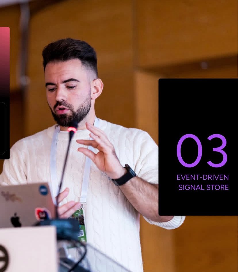 Tomtechh's tweet photo. Talked about Reactive State Super Powers with NgRx Signal Store. 🎤 

We explored 3 progressive approaches to state management: from simple component signals to full event driven architecture. The core message: start simple, add complexity when you need it. https://t.co/GBcm0dhRwi