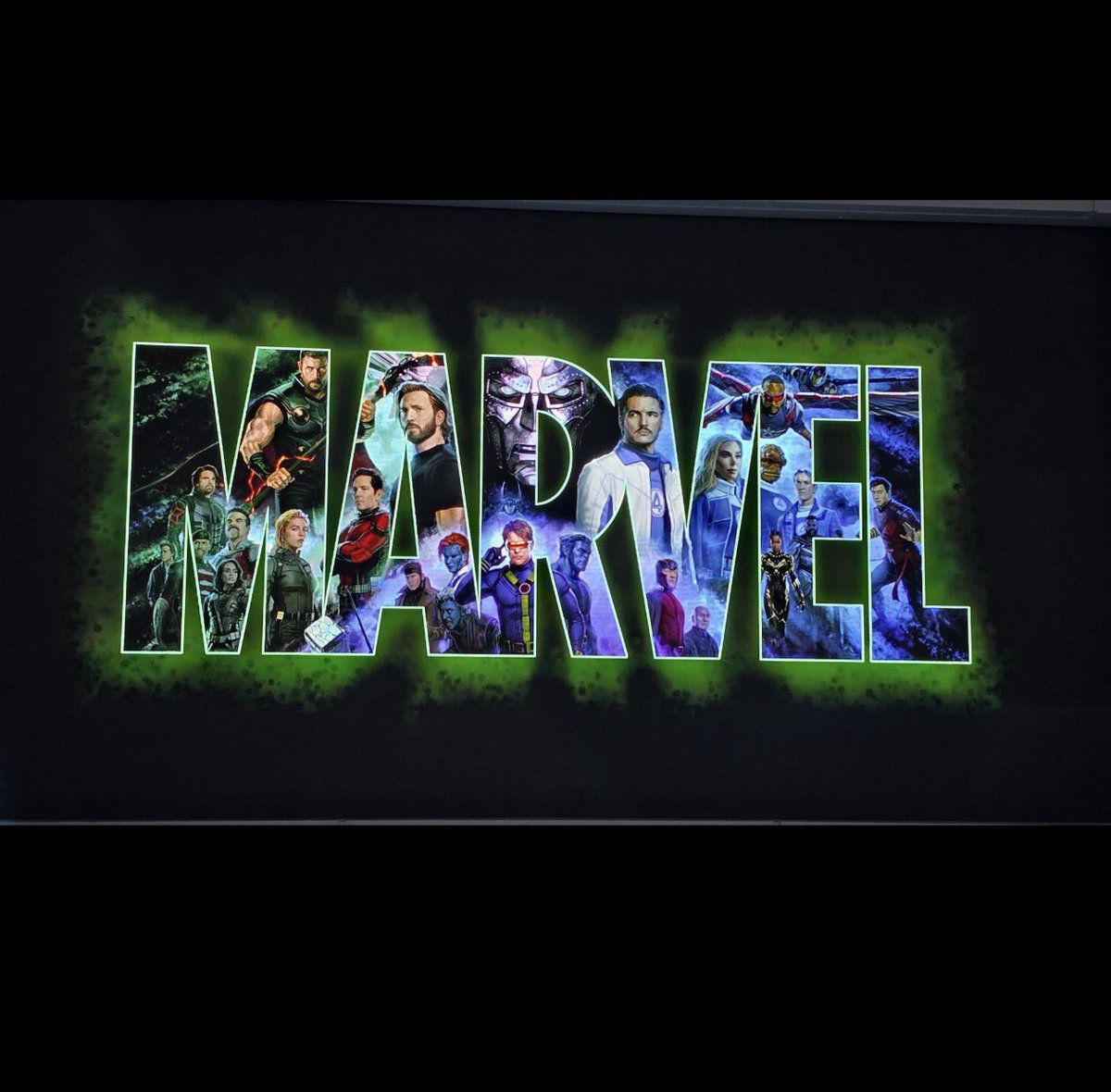 thescreenbrief's tweet photo. Marvels logo at the beginning of #sdcc vs marvels new logo from today! Who’s the new character in the “M” #spiderman #tobey #SDCC #marvel https://t.co/EBqhCUF9K8