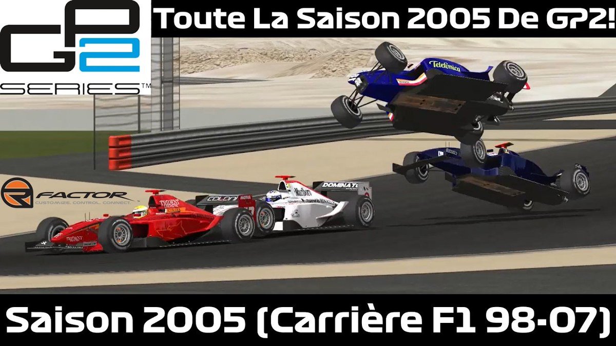 YannAsdelion's tweet photo. https://t.co/gBu4kPprtQ Vous pensiez que la saison 2005 était finie? Et bah non, surprise! 
La GP2 est enfin diffusée pour la 1ère fois dans cette Carrière F1 98-07! Les meilleurs pilotes se retrouveront en F1 pour la saison 2006! Et ce titre GP2 se joue jusqu'au dernier virage! https://t.co/w69Pba7ZQa