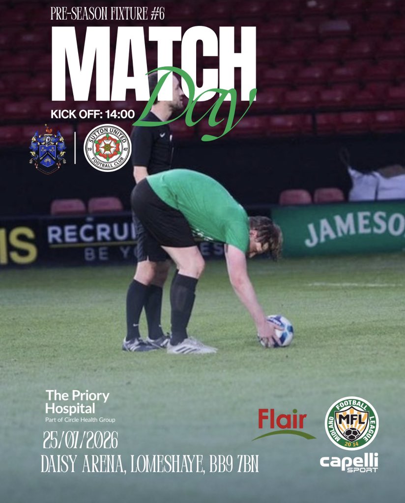 SuttonUtdFC's tweet photo. 📍 Final Stop Before the Real Thing.
We’ve arrived in Lancashire for our final pre-season fixture. 💚
A 2½-hour journey for one last test before our first season at Step 5 gets underway. Let’s finish pre-season strongly. 👊
#SUFC #PreSeason #Step5 https://t.co/wBQv3waN1H