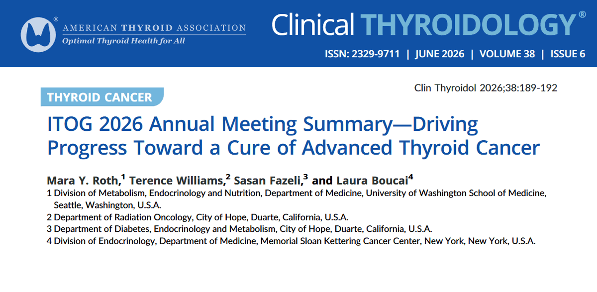 clinicalthyroid's tweet photo. On the Future of advanced #ThyroidCancer. Guest contributors highlight the recent International Thyroid Oncology Group meeting and its focus on innovation, collaboration, &amp; new therapies. https://t.co/E7lD2foov4
#thyroidnodule #medtwitter #endotwitter #thyroidoncology #ITOG https://t.co/NDE6FMi9LA