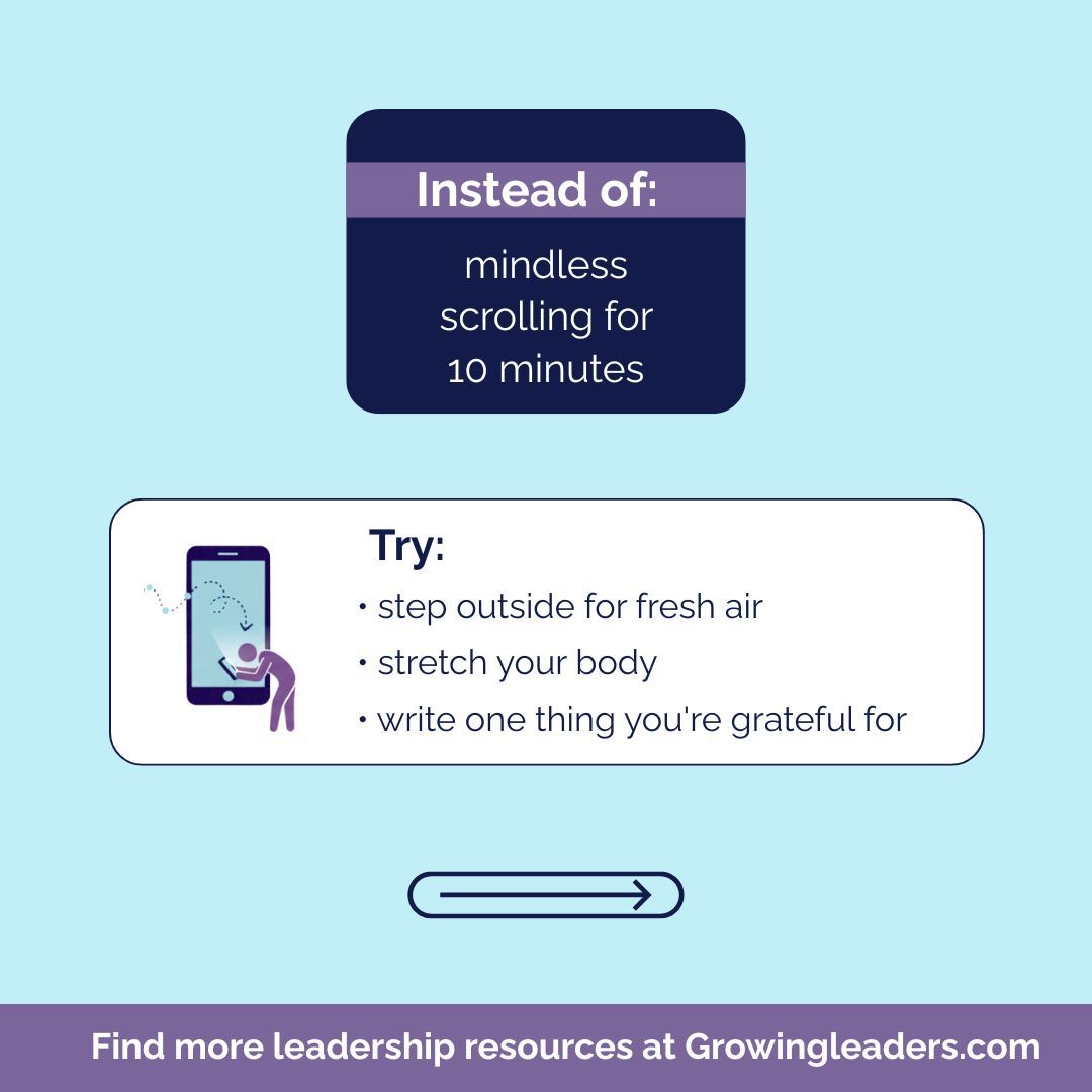 GrowingLeaders's tweet photo. 10 minutes of mindless scrolling or 10 minutes of fresh air and gratitude? 🙌🏾
Small habit shifts add up. Swipe through for 3 simple swaps to support your growth.
More at https://t.co/Fx25gp3q7m
#GrowingLeaders #ilead #studenttransformation #nextgeneration https://t.co/4R9pRBILP0