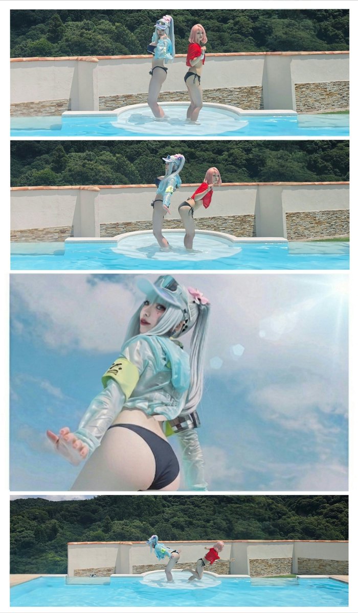 ya_nagi_nagiko's tweet photo. ─── 水上作戦、開始 ─── 
  
ウォーターリング💙ドルフロ2
  
クルカイ🩵蒼き軌跡 
指揮官🩷灼熱のオフタイム 
▶ @kamiomutsu62
  
また指揮官と戦えるのを楽しみにしていますね💙 
  
#ドルフロ2 #GirlsFrontline2 #cosplay https://t.co/lPouyitTG9