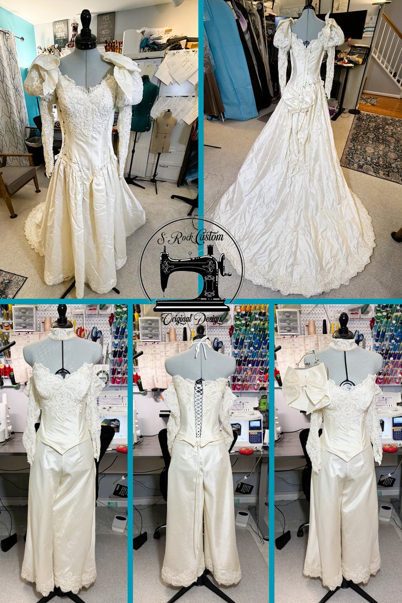S_RockCustom's tweet photo. Mom’s wedding dress got a whole new life ✨
https://t.co/rYmLNHI2nS
#heirloomtransformation #bridalera #custombridal #weddingdressreimagined #corsettop #palazzopants #bridalaccessories #sustainablefashion #somethingold #sewingwithlove https://t.co/sL7JMDMppB
