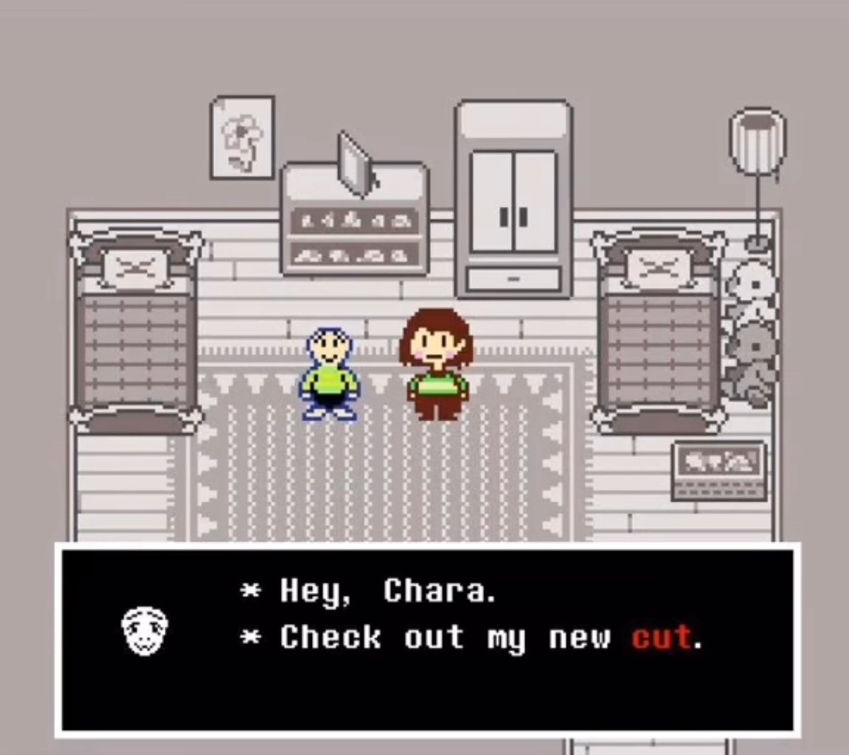lancerfan143's tweet photo. this is my favorite undertale meme. even chara knows there aint shit to smile about https://t.co/9jJlyOxNDZ