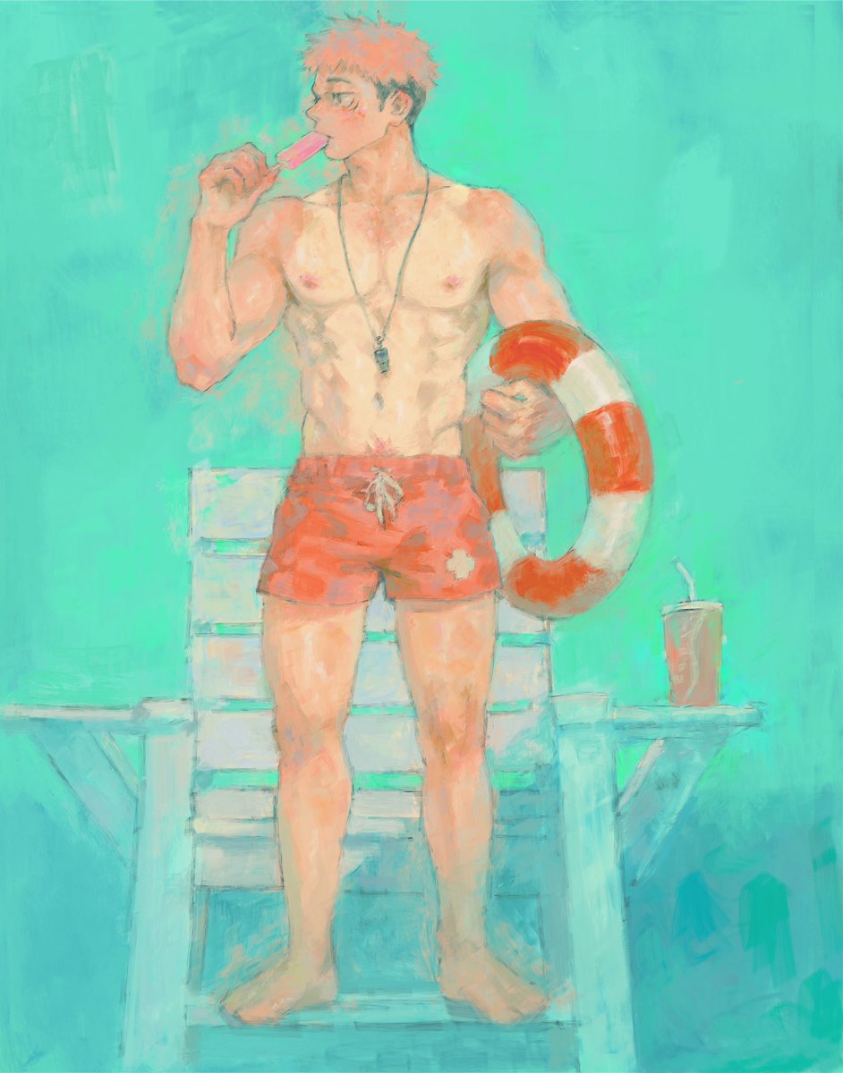 qubineko's tweet photo. 🐯 on duty lifeguard https://t.co/b5FPNO46S8