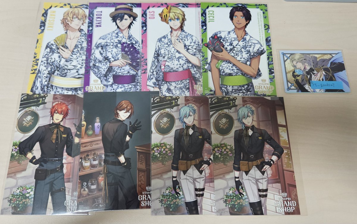 rt_goods27's tweet photo. 【交換】うたプリ グラショ 購入特典 ポストカード YUKATA-MODE MC
【譲】
◇浴衣
那月、トキヤ、翔、セシル
◇MC
音也、嶺二、藍2
【求】
真斗(MC)、決まり次第レン(MC)
郵送での交換希望です。検索からもお気軽にお声かけください。 https://t.co/nJOp1nlCno