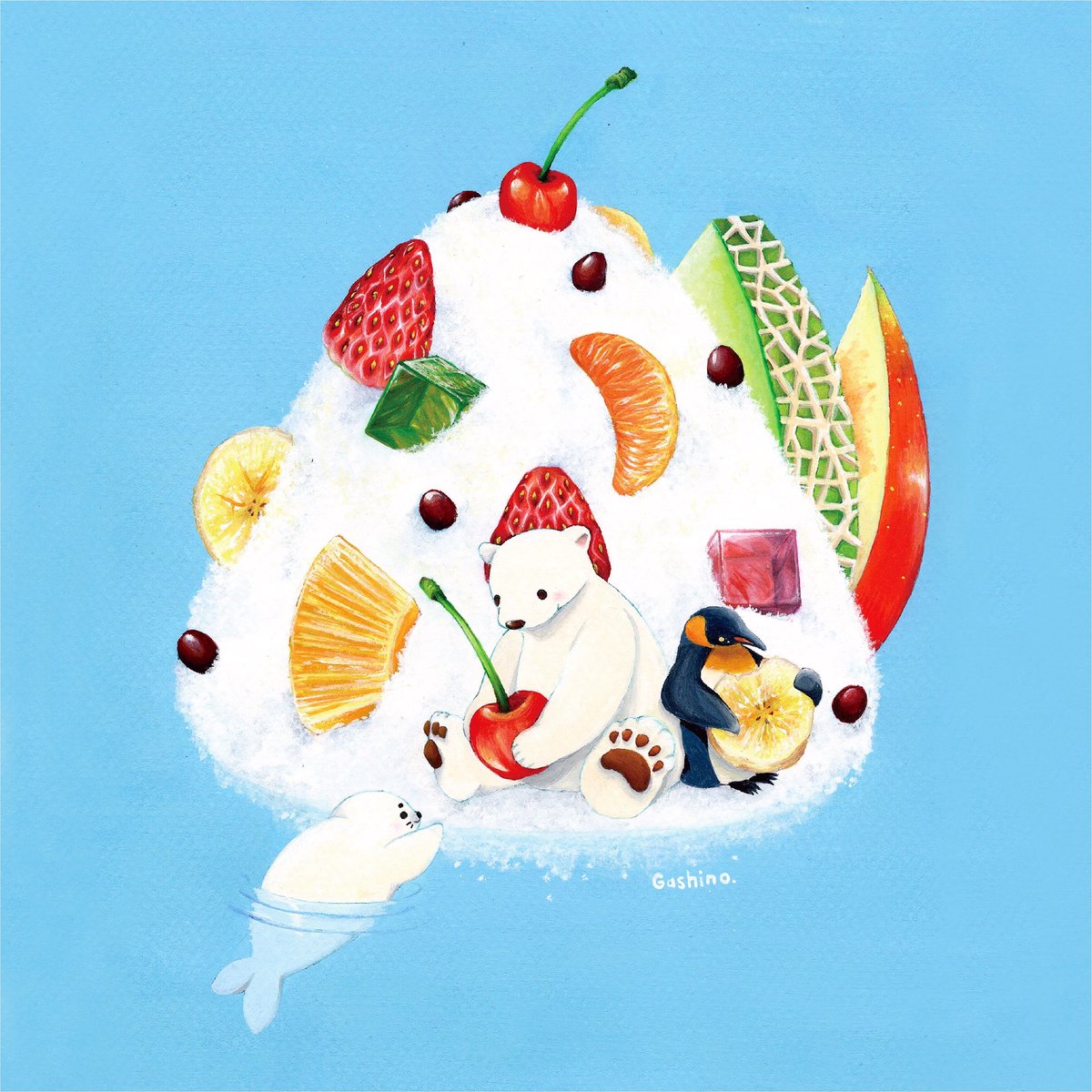 r_gashino's tweet photo. 今日は #かき氷の日 ！
ひんやり甘いひと時を🍧
#食べ物イラスト https://t.co/bDKzcetZhW