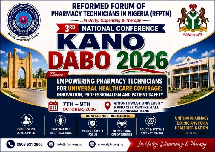 RFPTNIGERIA's tweet photo. Catch all the updates regarding our 3rd Annual National Conference and more here π
π https://t.co/RF3aVxIZGB
Reformed Forum of Pharmacy Technicians in Nigeria (RFPTN) is marching forward with greater unity, professionalism.
β#RFPTN #3rdNationalConference #PharmacyTechnicians https://t.co/QIxHvnCTko