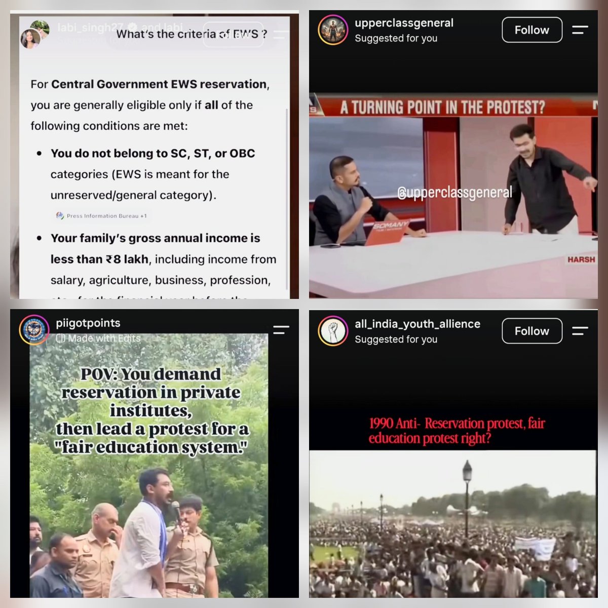 neha_laldas's tweet photo. Instagram is buzzing with anti-reservation posts!!

Please join the movement!!

#EndReservation https://t.co/J1DliEbzNd