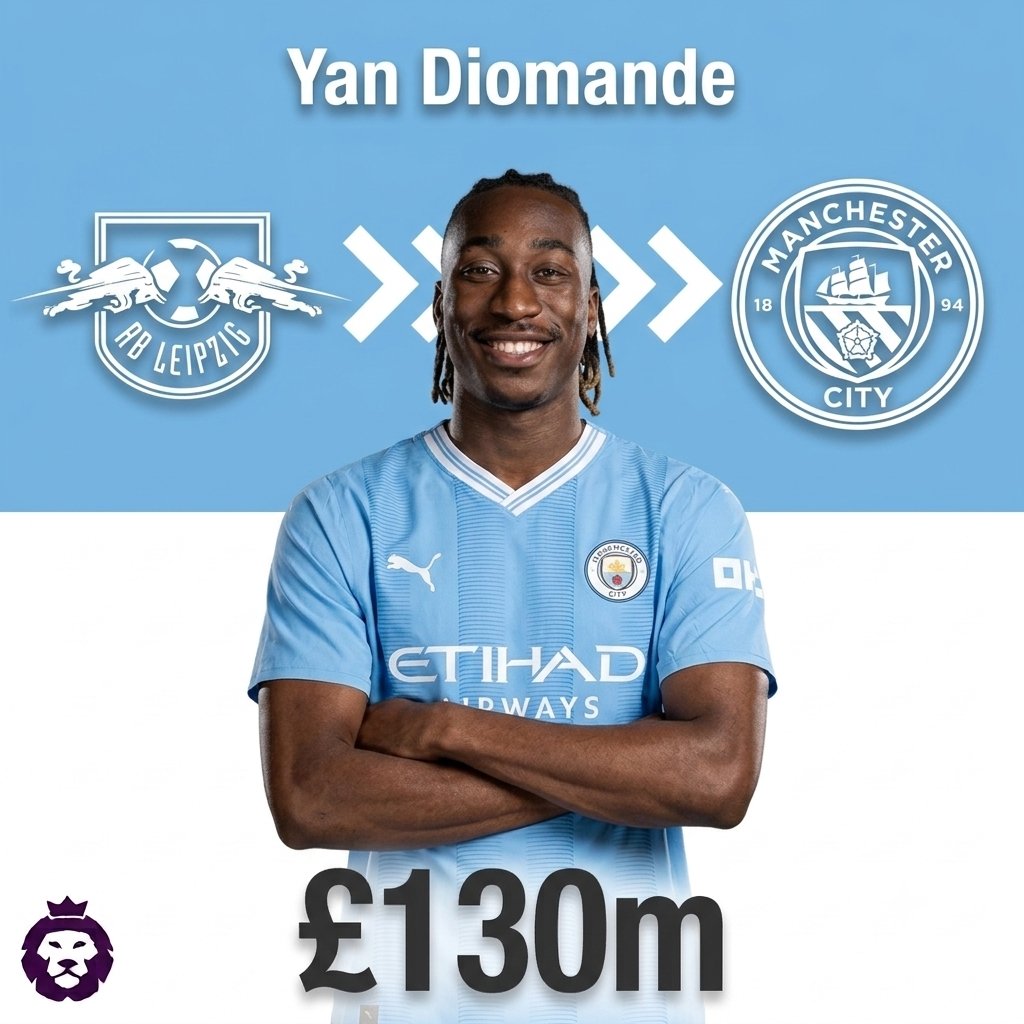 PrmrFtbl's tweet photo. 🚨 𝗕𝗥𝗘𝗔𝗞𝗜𝗡𝗚: Manchester City have verbally indicated they are also ready to bid €100m for Yan Diomande. 

💰 No official offer yet. Liverpool and Real Madrid have both had bids worth around €100m rejected.  [Florian Plettenberg] https://t.co/8A5C7TAxAI