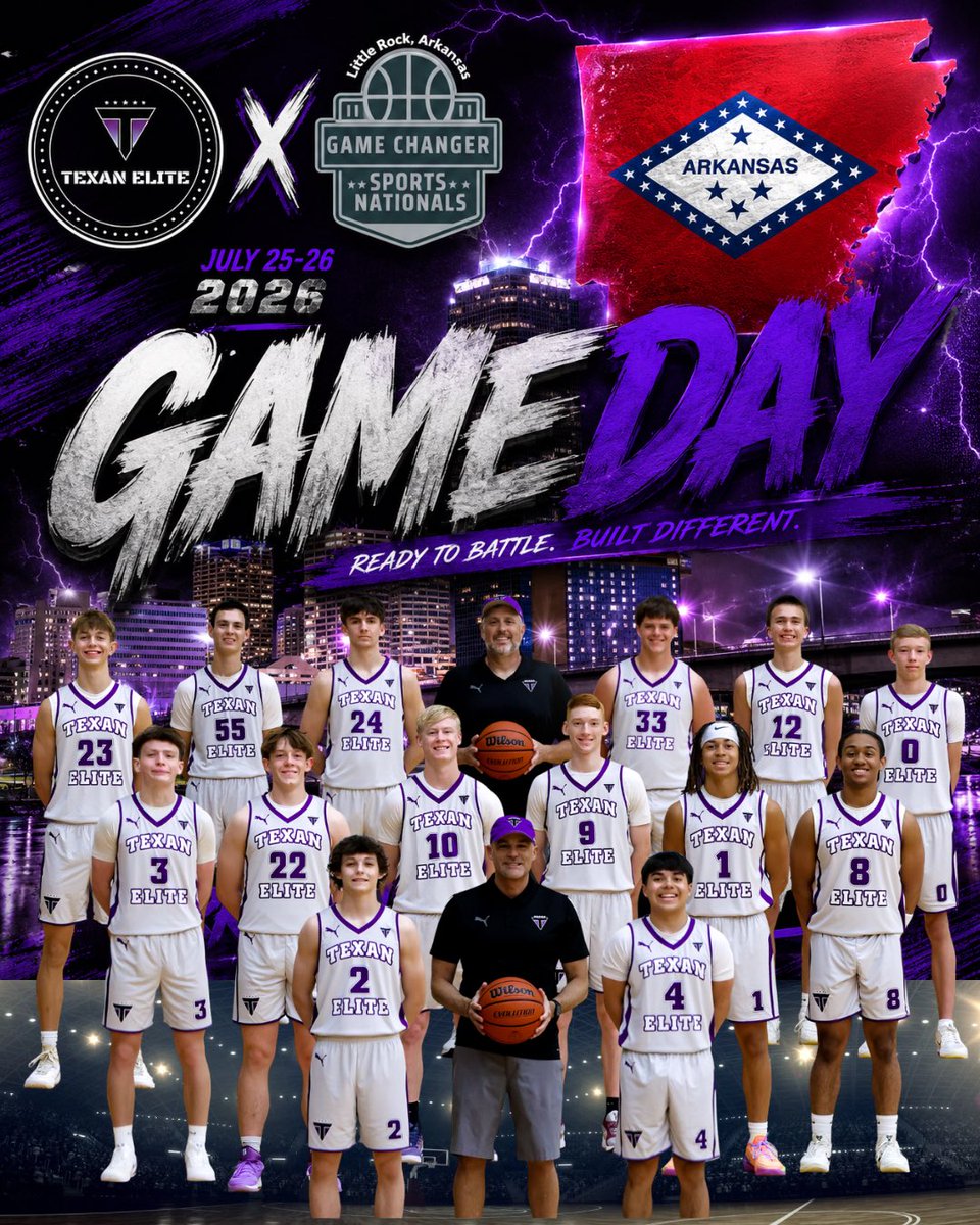 texan_elite's tweet photo. 🚨 GAMEDAY🚨
The stage is set in Little Rock for the GC Sports Nationals! TEXAN ELITE is stepping onto the hardwood to take on Arkansas’s best.Texas grit meets Arkansas hustle—time to set the tone early and leave it all on the court! 🏀🔥 https://t.co/pYG5qY6vmC