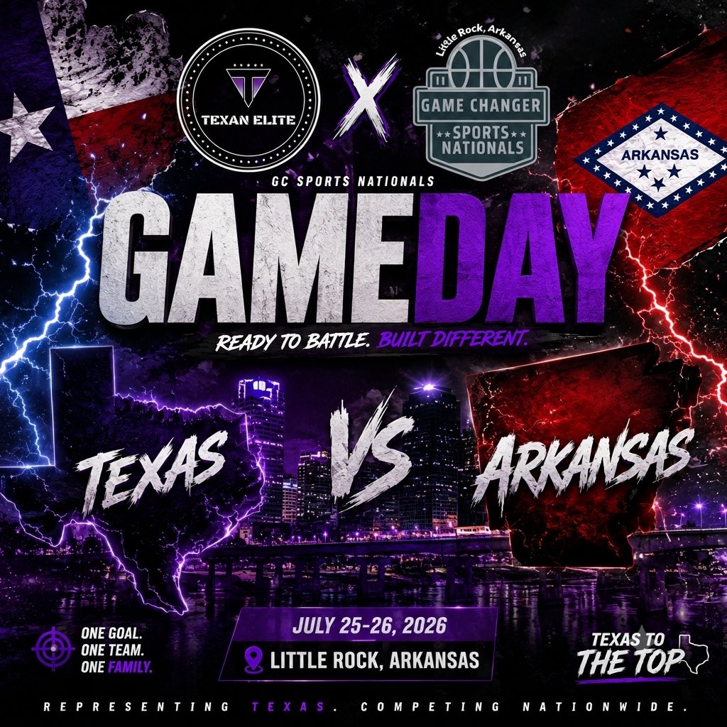 texan_elite's tweet photo. 🚨 GAMEDAY🚨
The stage is set in Little Rock for the GC Sports Nationals! TEXAN ELITE is stepping onto the hardwood to take on Arkansas’s best.Texas grit meets Arkansas hustle—time to set the tone early and leave it all on the court! 🏀🔥 https://t.co/pYG5qY6vmC
