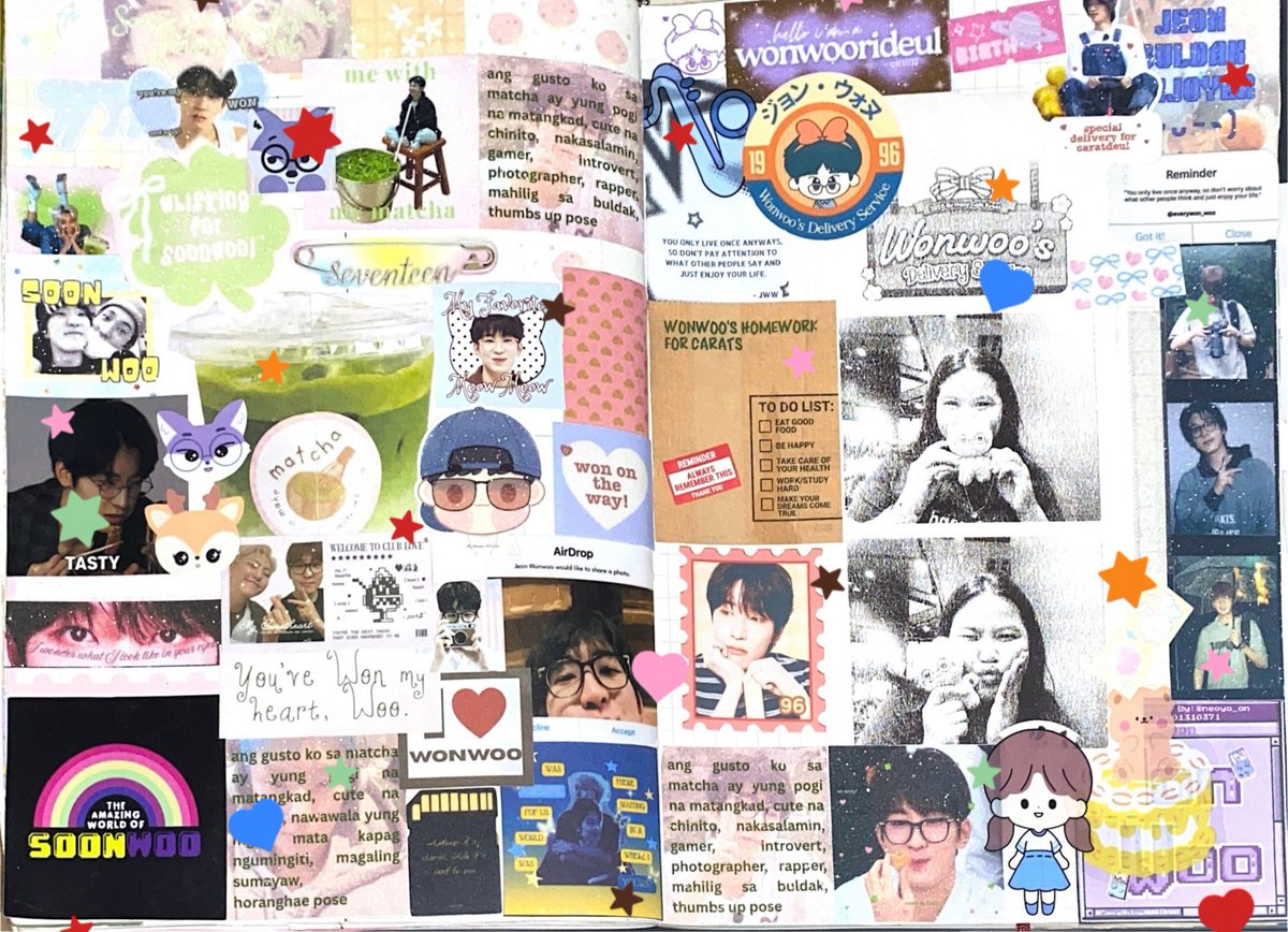 cheriecatz's tweet photo. my #EverythingJWWAtAMMB & #WonwooDeliveryService journal spread ูฉฬ(เนหฬ๊ดหฬเน) ๐ https://t.co/dZUdsf4HsH