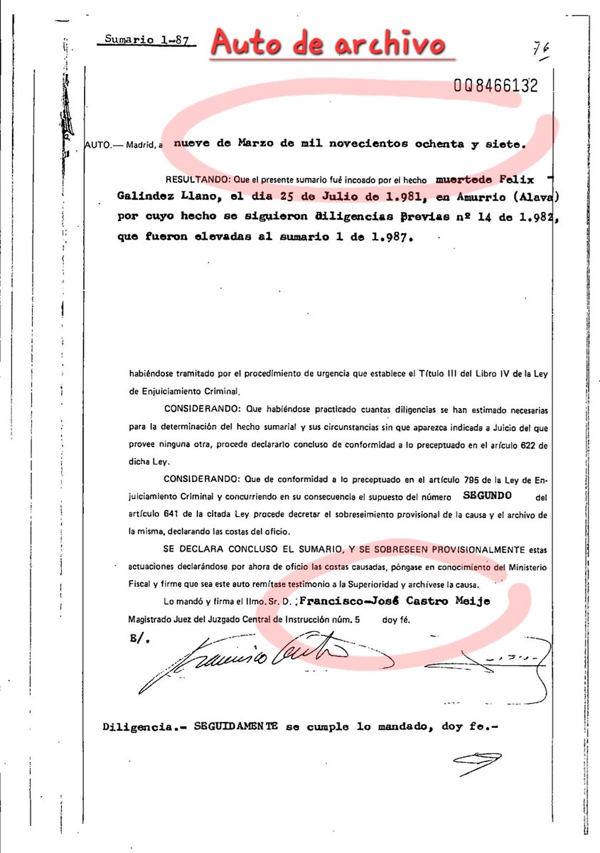 ConsuorF's tweet photo. 1. Está también #impune. Su causa judicial fue a parar a uno de los jueces de la cuadrilla PREVARICADORA, Castro Meije, aunque en este caso el sumario estuvo abierto 5 años, vistos los antecedentes de este juez y sin poder acceder al sumario, me atrevo a afirmar que actuaría de la misma forma que actuó con el resto de víctimas. Muy probablemente lo que ocurrió fue que al unir las diligencias practicadas por el juez de Amurrio observó que venían sin firmar y ordenó su devolución para que las volvieran a mandar pero firmadas.
Sé muy bien lo que suele ocurrir en estos casos cuando están por medio estos jueces (el juzgado de Amurrio no recibe el requerimiento o envía de vuelta firmadas las diligencias y se extravian durante años en la Audiencia Nacional, el caso es que solo ordenó esta chorrada, lo de la firma y ni una sola diligencia de investigación...)
Hace tan solo seis días tuve que denunciar de nuevo a este juez 👇🏿