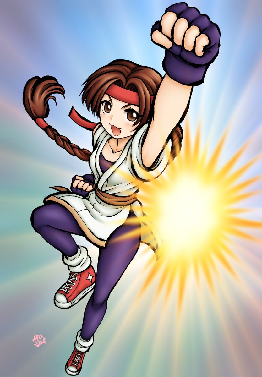 poporoyama's tweet photo. KOF'98のユリちゃんを描きましたー。
ちょうあっぱーって言いながら出してる必殺技、空牙って技名なんですねー。(追加のだぼーっ(裏空牙)まで脳内再生されます(笑))
#KOF　#ユリ・サカザキ　#格ゲーキャラ描こうぜ https://t.co/4EKNO1YBSY