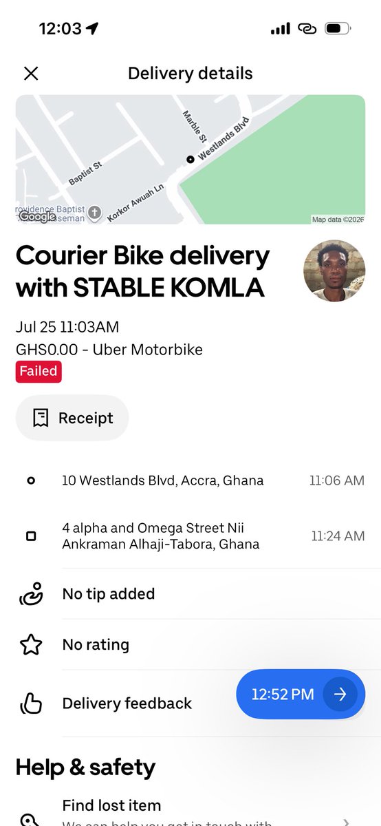 Perfumebase_'s tweet photo. Jesus!!!! 

This guy picked up a package and cancelled the trip @Uber @Uber_Support  he has run away with it  🥹

Chale !! https://t.co/5FfXHQhgL0