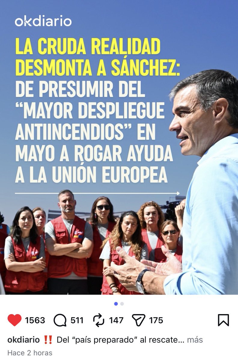 rosadiezglez's tweet photo. ¿Qué nos parecería si ante esta petición de ayuda saliera un Ministro de cualquier país de la UE o un Comisario europeo y, como ha hecho Puente con la Presidenta Díaz Ayuso y con las CCAA gobernadas por el PP, insultara a Sánchez y a su gobierno? https://t.co/KS7CZVGNCo