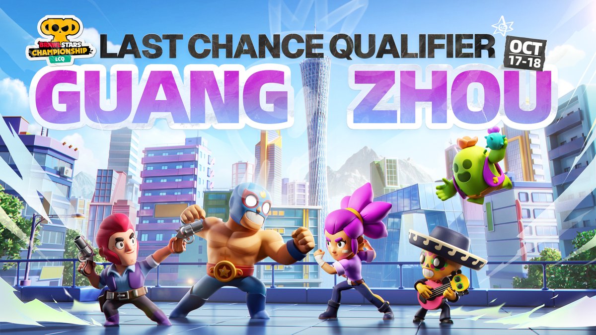 Brawl_esports's tweet photo. Guangzhou will be the host city of the Last Chance Qualifier 🇨🇳

On October 17-18, teams will battle it out on LAN for the final two spots at the 2026 Brawl Stars World Finals ✨

#BSC26 https://t.co/q6vgGJk0p8