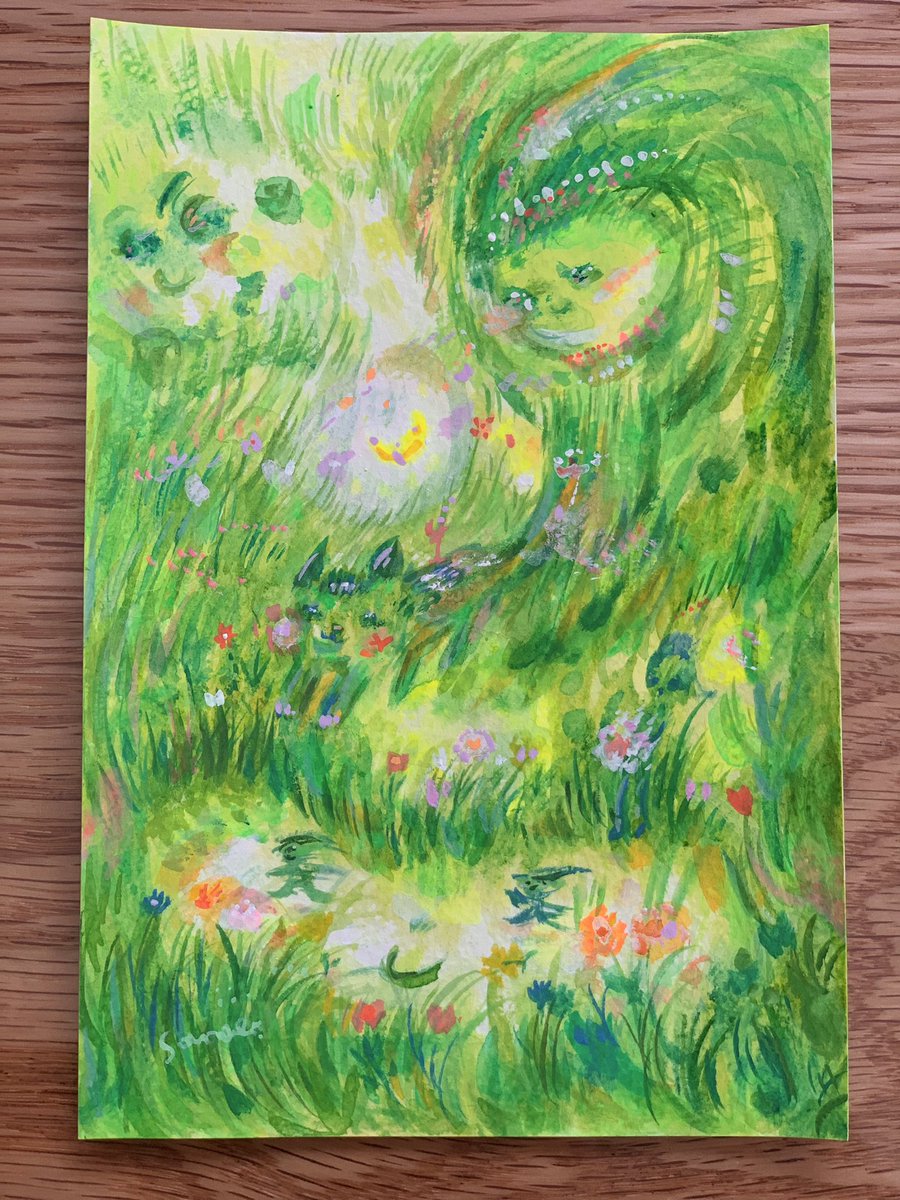 kusesanae's tweet photo. 2026.7.25
誕生日のあそび絵🖼🎂
田んぼを毎日のように見てるからか
早苗だからか、今日はそんな感じの
絵に✨#絵　#絵本　#あそび絵 https://t.co/9jAnoCWa9e