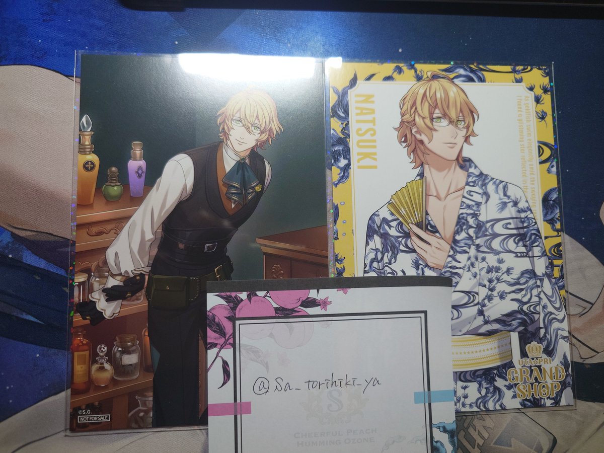 Sa_torihiki_ya's tweet photo. 【交換】うたプリ　グラショ　

譲:
ポートレート:音也 カミュ
⇆嶺二 トキヤ

アクリルキーホルダー:トキヤ
⇆翔 藍

箔押しマスキングテープ:セシル
⇆翔

特典　ポストカード:那月×2
⇆嶺二  異種翔、藍

郵送でのお取引となります。
検索からでもお気軽にお声掛けください。 https://t.co/eXElzPO8Lj