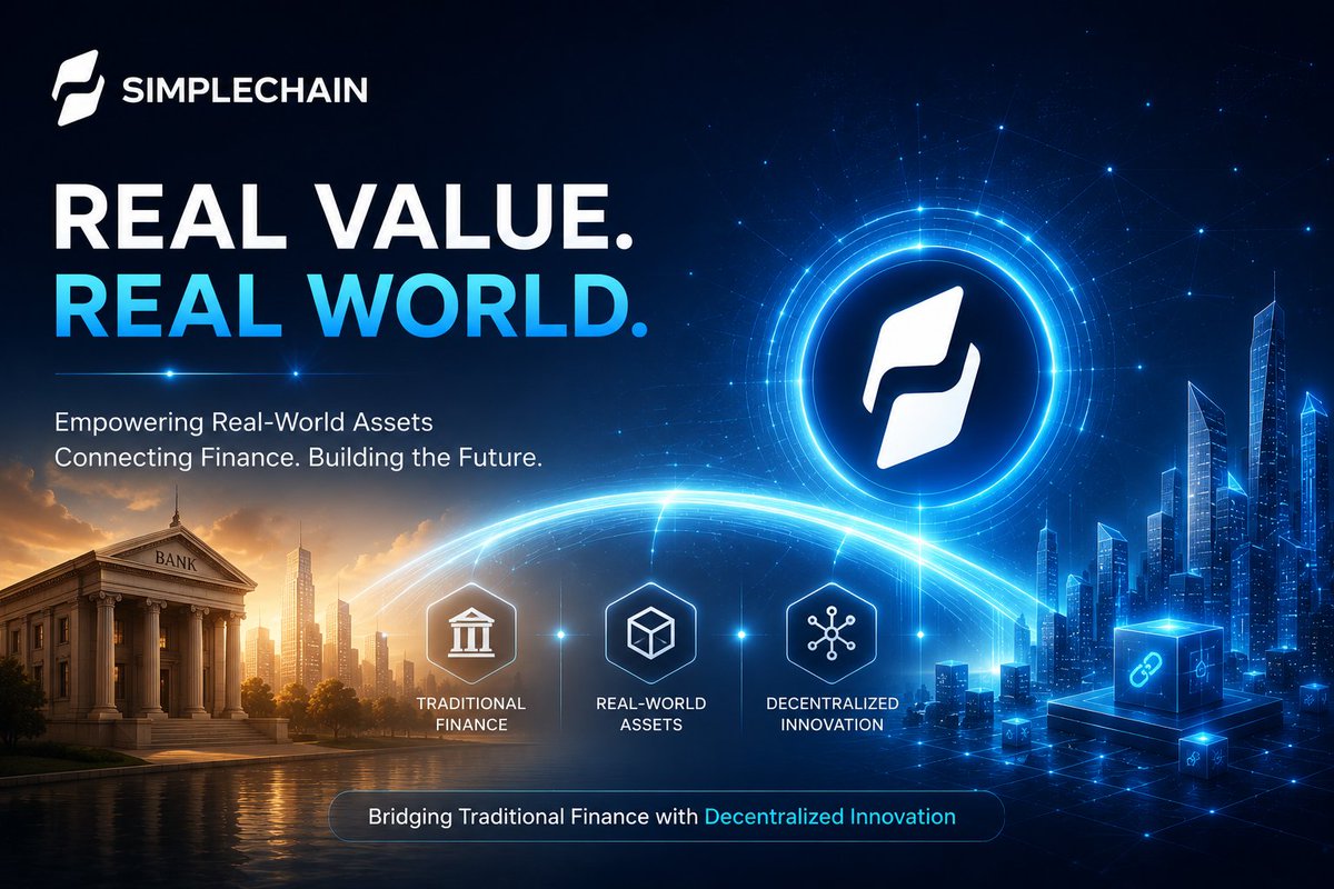 Phat8Web3's tweet photo. The future of blockchain isn't only about faster transactions or bigger ecosystems.

It's about creating technology. @SimpleChain_RWA is working toward that vision by supporting the growth of Real-World Assets and helping connect traditional finance with decentralized innovation. https://t.co/jI5PKUI1At