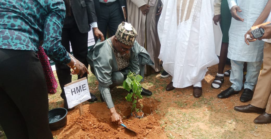 Ayodele_Abu's tweet photo. Tree planting campaign with Minister of Environment and students. 
A call to climate action. @FAOForestry @UNFCCC https://t.co/2V8vN11xl6