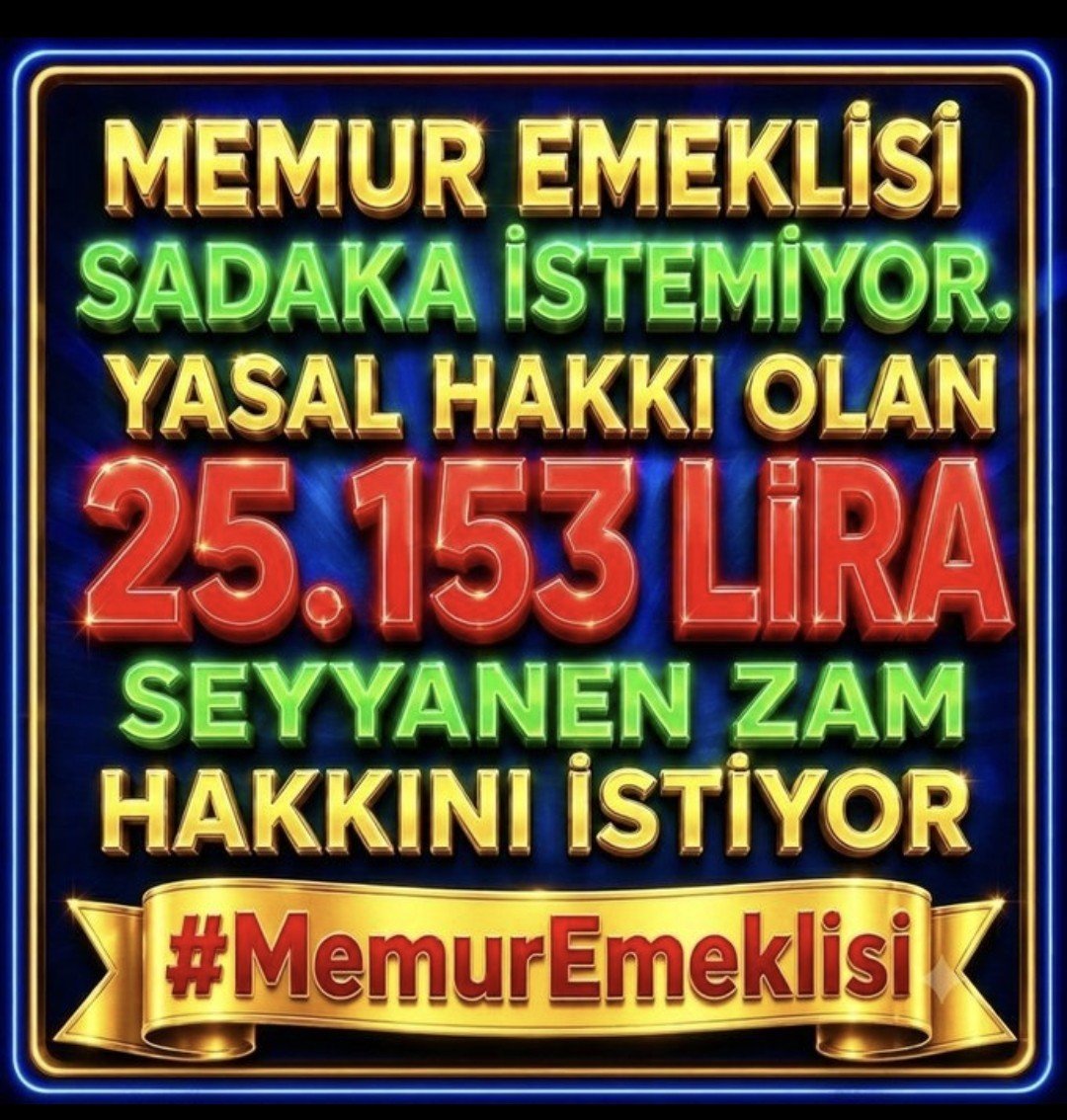 AysunKayma89276's tweet photo. 2,5 milyon #EmekliMemur ,4 milyon memur ailesi ile beraber  20 milyon 
oy demek ,memur emeklisinin hukuksuzca KHK ile  gasp edilen seyyanen zam hakkınını gündeme getirmeyen ,bu haksızlığı gidermeyen bizden oy beklemesin.

@AYMBASKANLIGI
@RTErdogan 
@tcbestepe
@Akparti 
@MHP_Bilgi 
@dbdevletbahceli 
@memetsimsek 
@isikhanvedat 
#EmekliMemur
#MemurEmeklisineAdalet