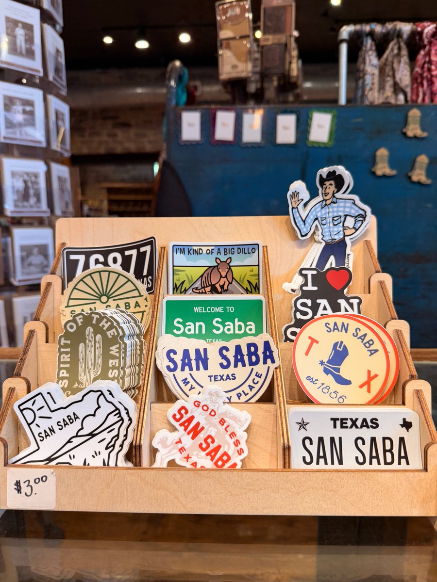 harrys1939's tweet photo. Happy Saturday - We've got new stickers for you! Shop Local & Shop Small 🤠
#sansabatexas #sansabatx #shoptexas #texashillcountry #centraltexas #westernstore https://t.co/nTIOqnAVuW
