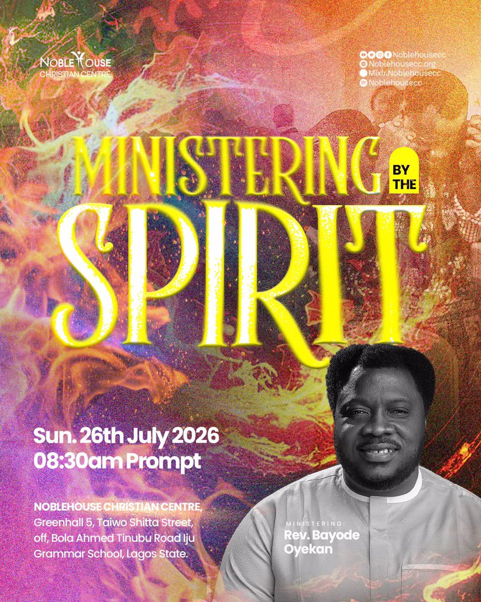 Noblehousecc's tweet photo. Tomorrow is the final session of our Pre-Holy Ghost Meetings.

It's been a season of preparation, and this is your final opportunity to be strengthened and positioned for The Move of the Spirit.

We hope to see you.

#Noblehousecc #PreHolyghostMeetings #MinisteringByTheSpirit https://t.co/aWgjamXz0k