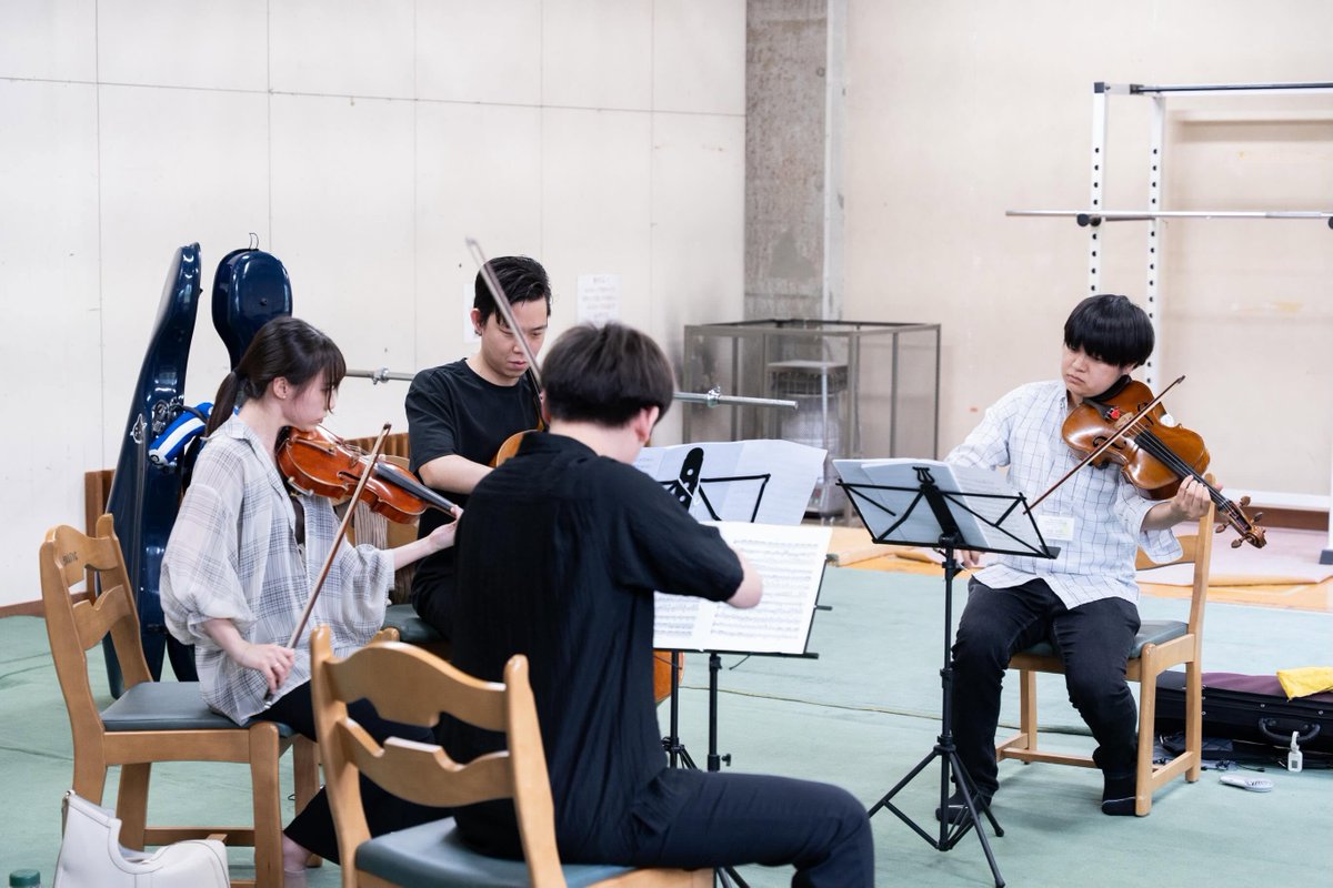 OkushigaAcademy's tweet photo. 【2026 OICMA Quartet ①】
Beethoven: String Quartet No. 11 in F minor, Op. 95 "Serioso"
ヴァイオリン：清水 耀平、辻 愛結実
ヴィオラ：四家 絵捺
チェロ：岡本 蒼馬
Violin: Yohei Shimizu、Ayumi Tsuji
Viola: Kaina Shiga
Cello: Soma Okamoto https://t.co/8EURbeAl1K