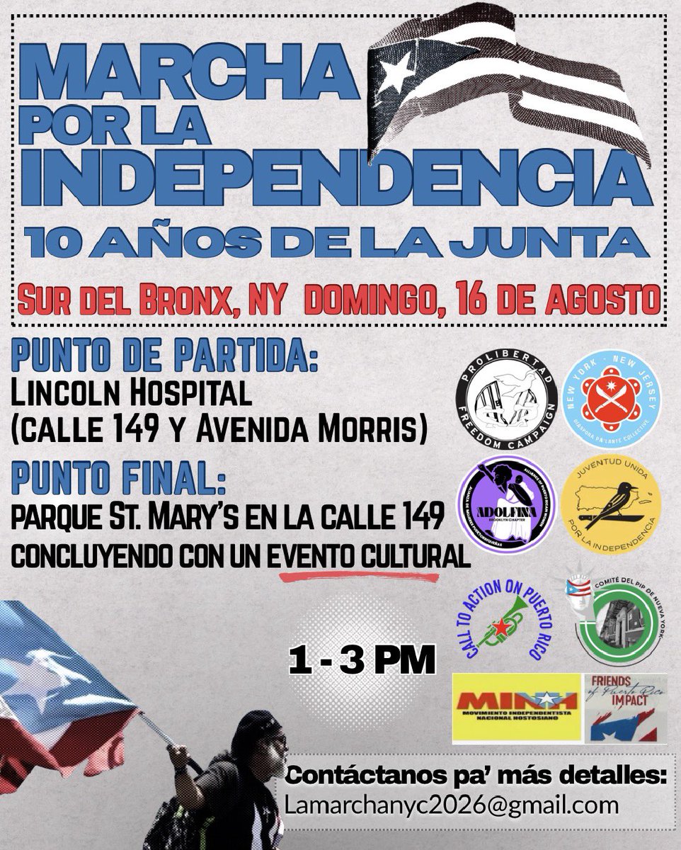 ProLibertadfc's tweet photo. Today is the 128th Anniversary of the US invasion of Puerto Rico! Join us on Sunday, August 16th at 1pm in the South Bronx as we march for Puerto Rican independence! #USAOUTOFPUERTORICO #NotoLUMA #Noalajunta #PuertoRicoLibre #PRLibre https://t.co/iTWdtJbq9d