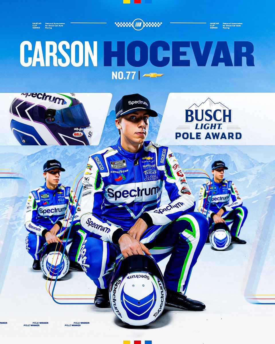 NASCAR's tweet photo. A Brickyard #BuschLightPole for @CarsonHocevar!

He'll lead the field to green at @IMS. https://t.co/loN6sQzTY4