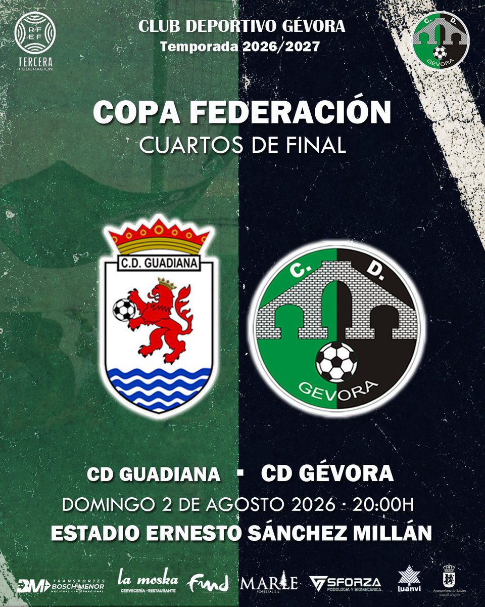 CdGevora's tweet photo. 🏆 𝐂𝐎𝐏𝐀 𝐅𝐄𝐃𝐄𝐑𝐀𝐂𝐈𝐎́��� 

🔘 Cuartos de Final 
📆 Domingo 2 de agosto  
🆚 @CD_Guadiana_ 
🏟️ Estadio Ernesto Sánchez Millán
⌚️ 20:00h
💻 Síguelo en nuestras RRSS

#CopaFederación 
#CDGCDG https://t.co/tIQD7IgJIC