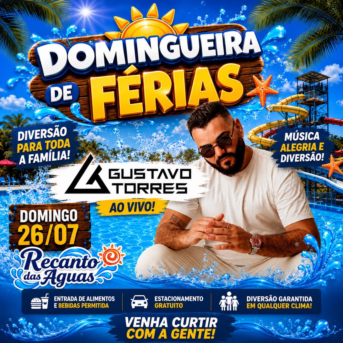 Clube_rda's tweet photo. Neste DOMINGO 26/07 tem o DJ GUSTAVO TORRES no palco das piscinas do RDA.

Aproveitem as FÉRIAS! https://t.co/QftbH7xJq1