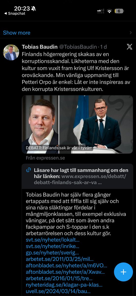 AlexanderHllstr's tweet photo. @TobiasBaudin Älskar hur X markerar mot Baudin 😂 https://t.co/4XNquMvD7f