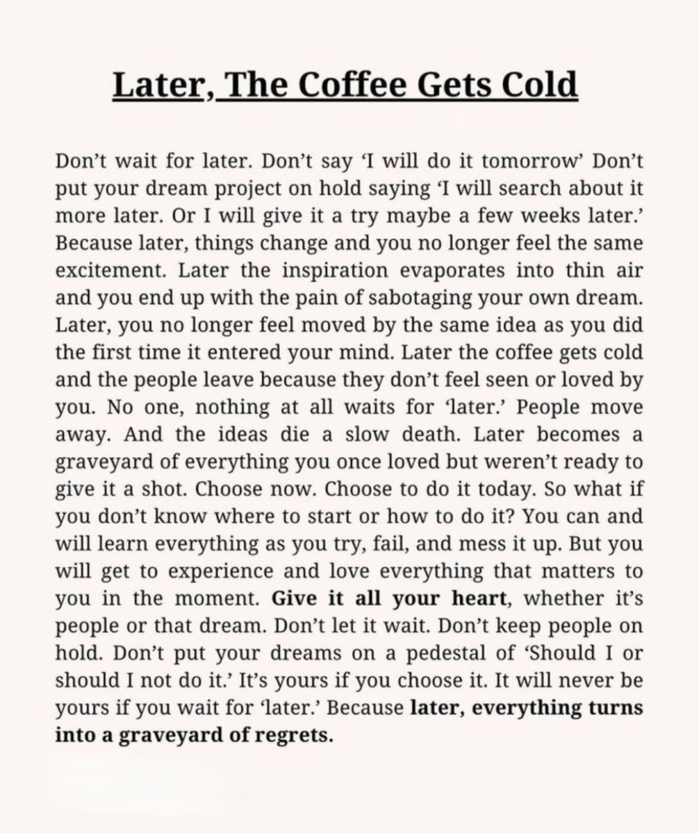 Book_therapy223's tweet photo. Nothing waits for "later," not even people. https://t.co/pUApeSQMni