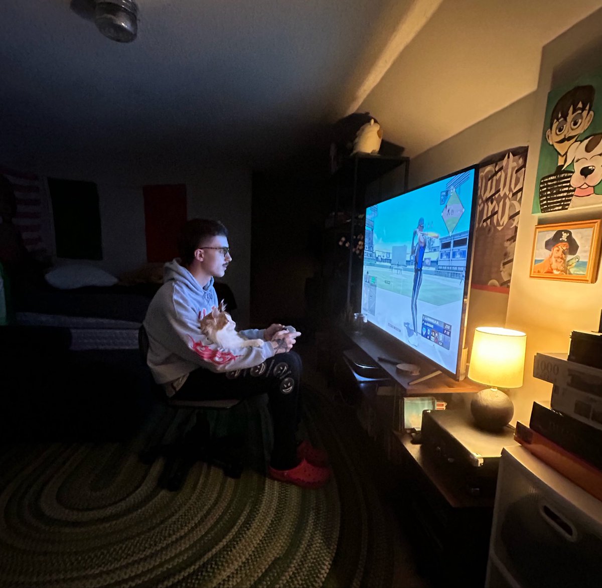 milkinhisbag's tweet photo. moose has literally grown up watching me play mlb the show https://t.co/lEcAdBJdnI