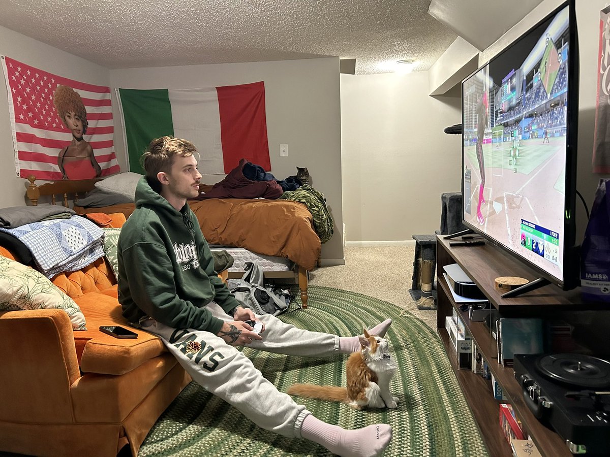 milkinhisbag's tweet photo. moose has literally grown up watching me play mlb the show https://t.co/lEcAdBJdnI