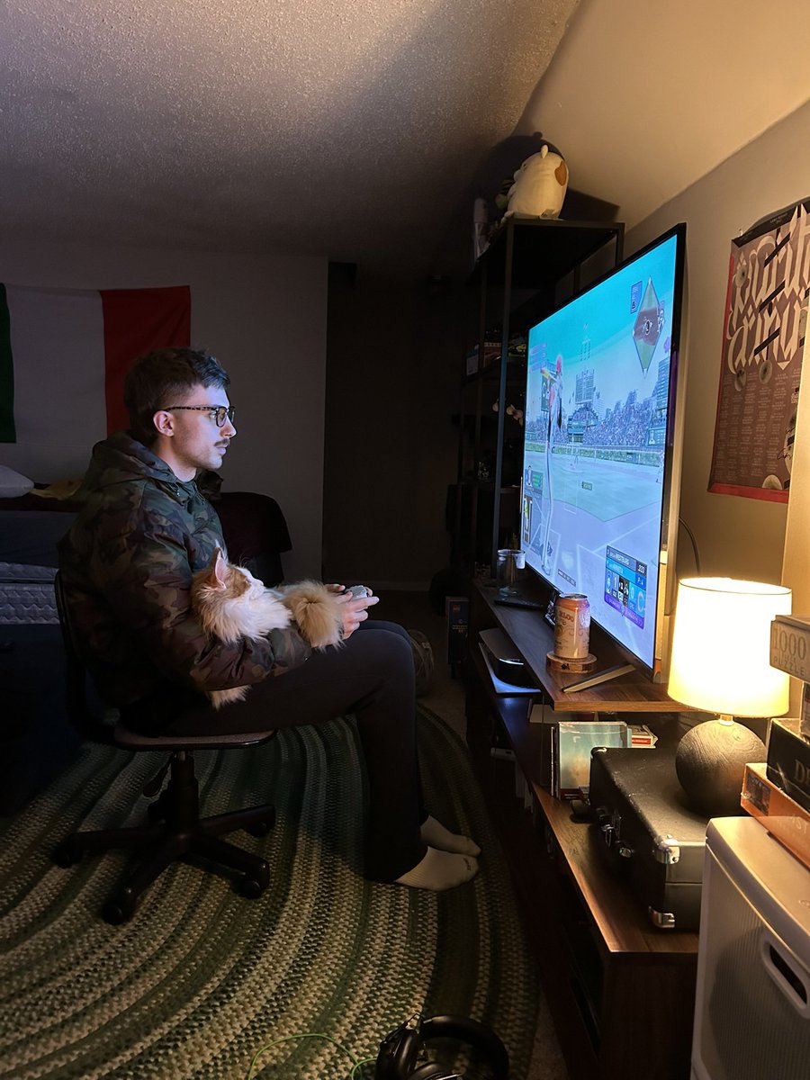 milkinhisbag's tweet photo. moose has literally grown up watching me play mlb the show https://t.co/lEcAdBJdnI