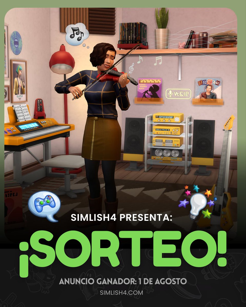 Simlish4's tweet photo. 🚨 SORTEO 🚨

#Simlish4 te da la oportunidad de ganar una copia del Kit de #LosSims4 Sala de Música. Solo tienes que hacer lo siguiente:

✅ Síguenos en Twitter
✅ Da RT a este tuit
✅ Comenta un emoji de música

#Ad #SimsPartner https://t.co/LKMcegyuXp