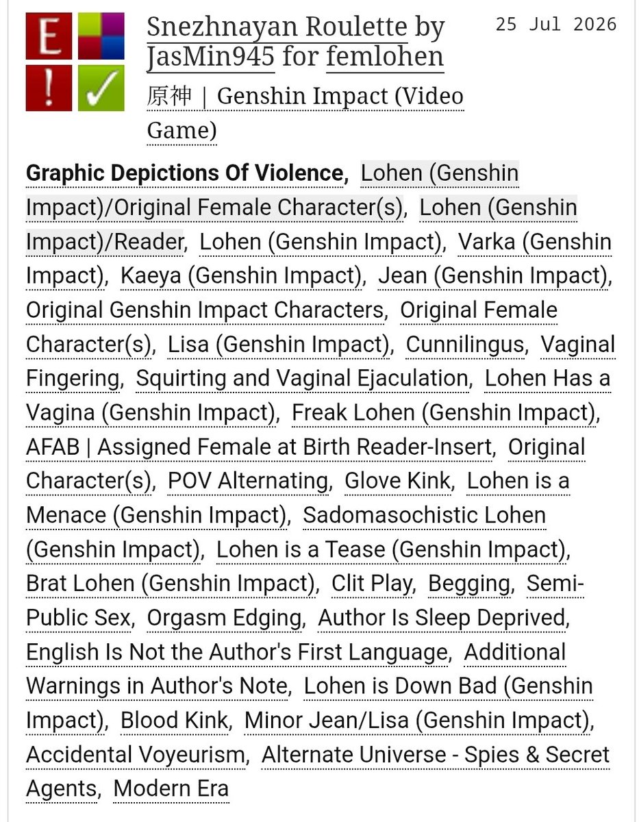 JasMin9450's tweet photo. POSTED MY FIRST AO3 FIC TODAY!! (^o^)/

Featuring: Freaky Lohen &amp; Equally Freaky OC 

Thank you so much femlohen and @iloveyuri31 for beta reading and giving me the inspiration to write this fic!! ( *・ω・)ノ

More chapters soon!!

https://t.co/GBABJfJKZi
#GenshinImapact #Lohen https://t.co/oYe0Kz46pc